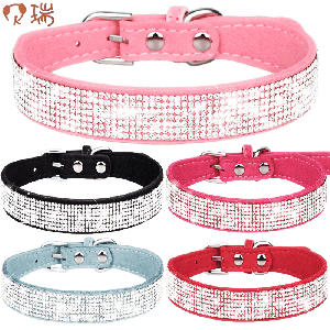 fashion Crystal diamond bling Glitter Rhinestone Pet Collars Zinc Alloy Buckle Dog Collar For Small Medium Dogs Cats